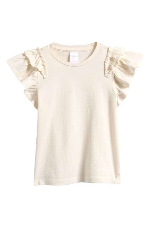 Nordstrom Kids' Flutter Sleeve Cotton T-shirt In Ivory Egret