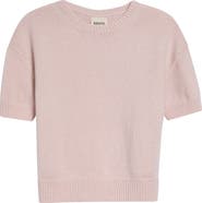 Khaite Golden Short Sleeve Cashmere Sweater