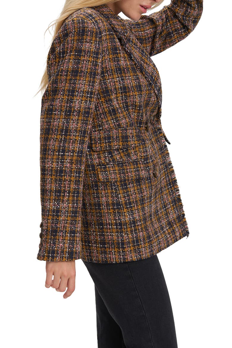 Alba Double Breasted Tweed Blazer, Alternate, color, NAVY