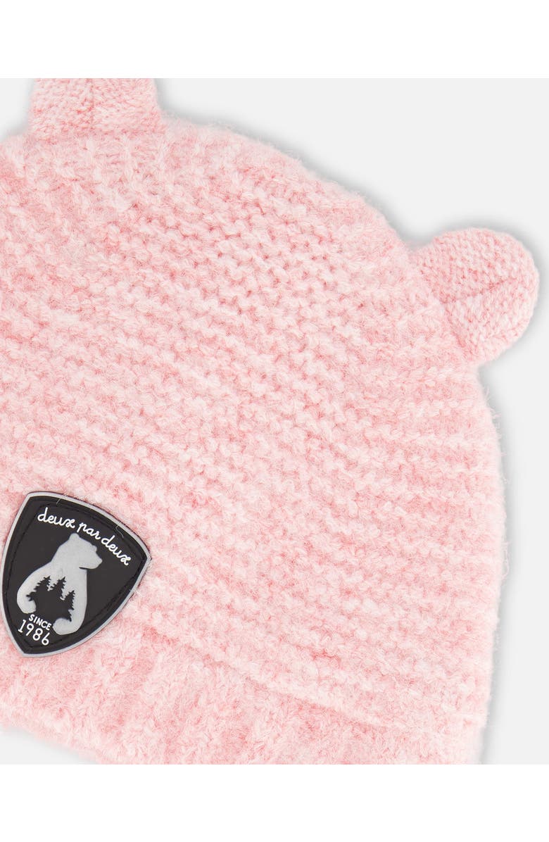 Deux par Deux Baby Girl's Knit Hat With Ears Pink, Alternate, color, Coral Cloud