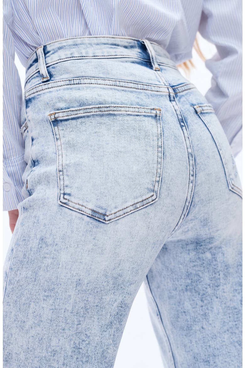 High Waist Distressed Straight Leg Jeans, Alternate, color, SNOWFLAKE