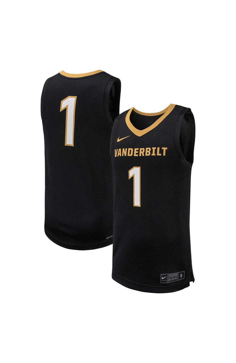Nike Men's Nike #1 Black Vanderbilt Commodores Replica Basketball Jersey, Main, color, Black