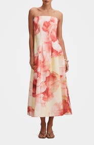 Ever New Mirielle Strapless Abstract Print Midi Sundress