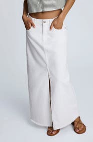 Kenneth Cole Frayed Hem Denim Maxi Skirt