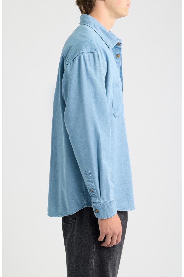 Charlie Cotton Denim Button-Up Top, Alternate, color, LIGHT INDIGO