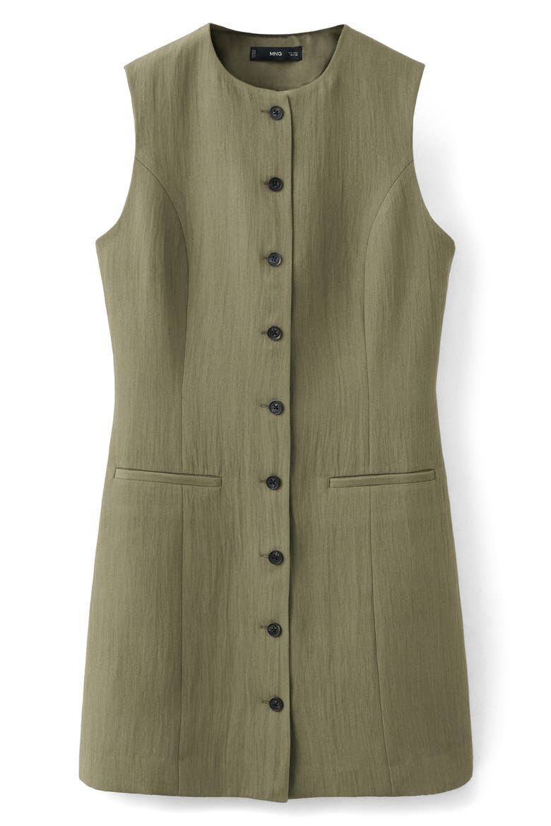 Texture Sleeveless Button Minidress, Alternate, color, GREEN