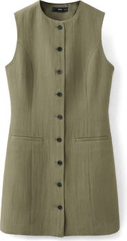 MANGO Texture Sleeveless Button Minidress