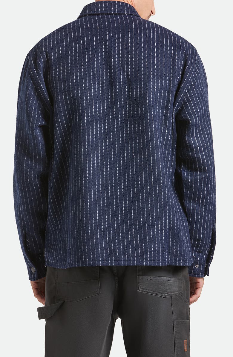 Brixton Selden Pinstripe Flannel Snap-Up Shirt Jacket, Alternate, color, Mood Indigo Blanket Stripe