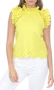 RAIN AND ROSE Eyelet Linen & Cotton Top