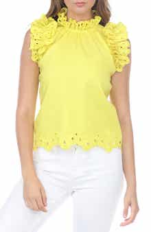 RAIN AND ROSE Eyelet Linen & Cotton Top