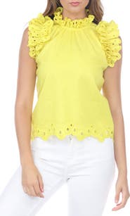 RAIN AND ROSE Eyelet Linen & Cotton Top