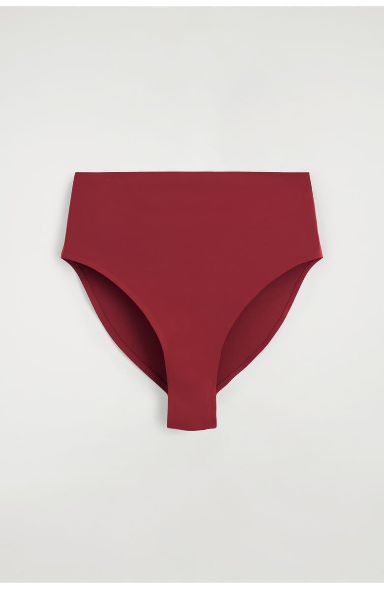 COS Bonded Scuba Knit High-Waisted Bikini Briefs, Alternate, color, Dark Red