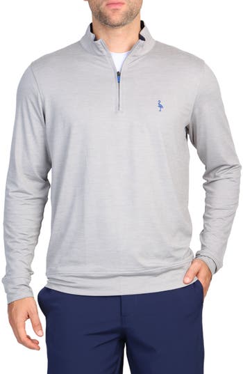 Tailorbyrd Quarter Zip Performance Knit Pullover In Gray