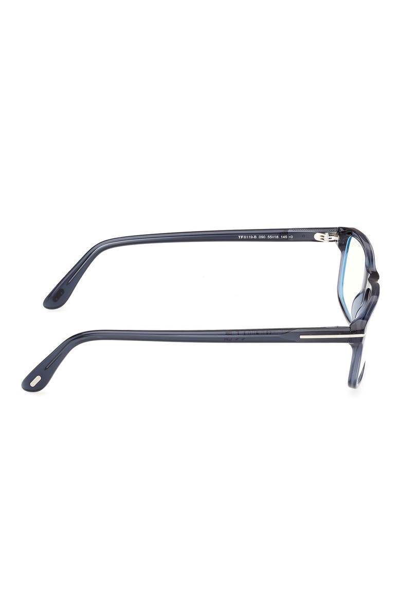 53mm Rectangular Blue Light Blocking Glasses, Alternate, color, SHINY TRANSPARENT NAVY BLUE