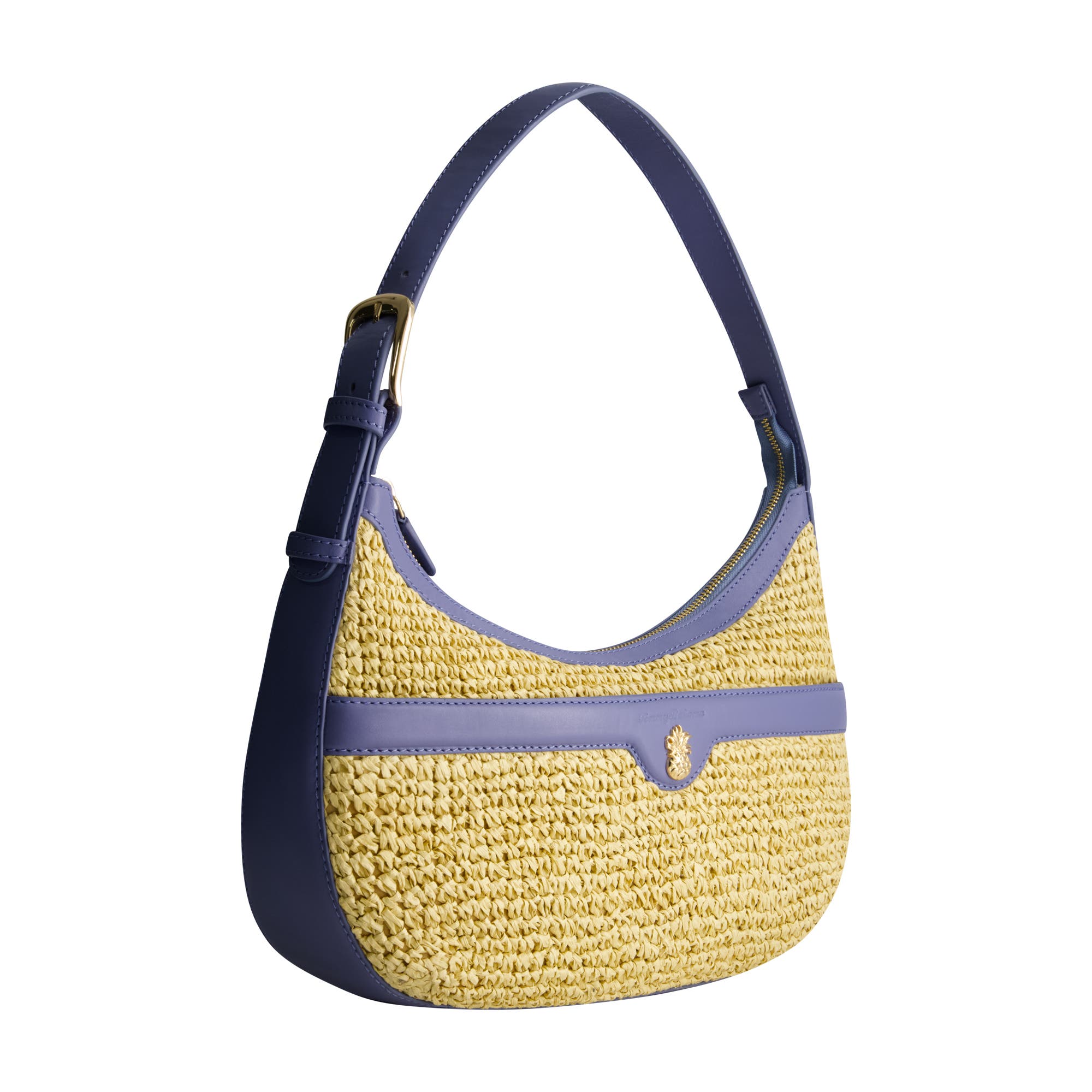 Tommy Bahama Soft Straw Zip-Top Hobo, Alternate, color, Blue