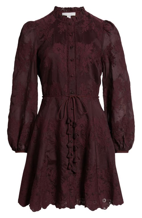 Chelsea28 Ruffle Collar Embroidered Long Sleeve Dress In Animal Print