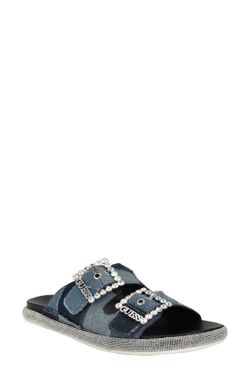 Guess Funzya Slide Sandal In Medium Blue