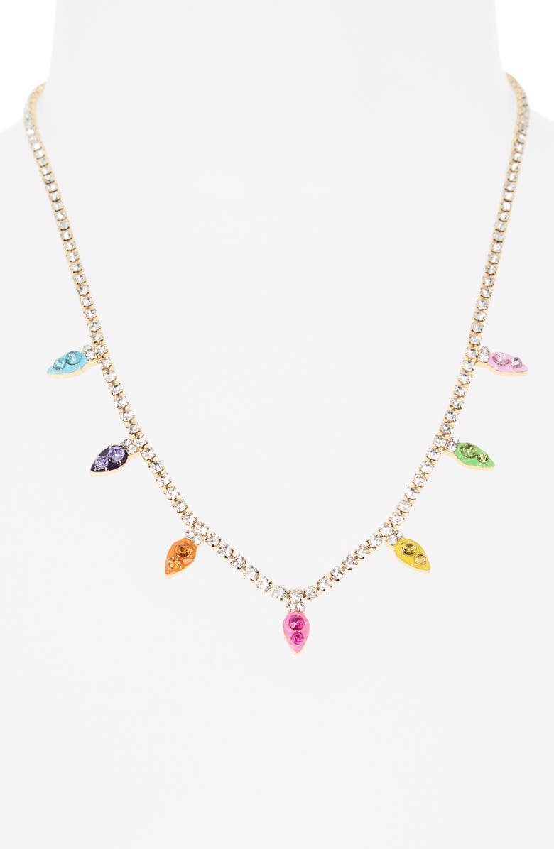 BaubleBar Christmas Lights Tennis Necklace, Alternate, color, Gold Multi