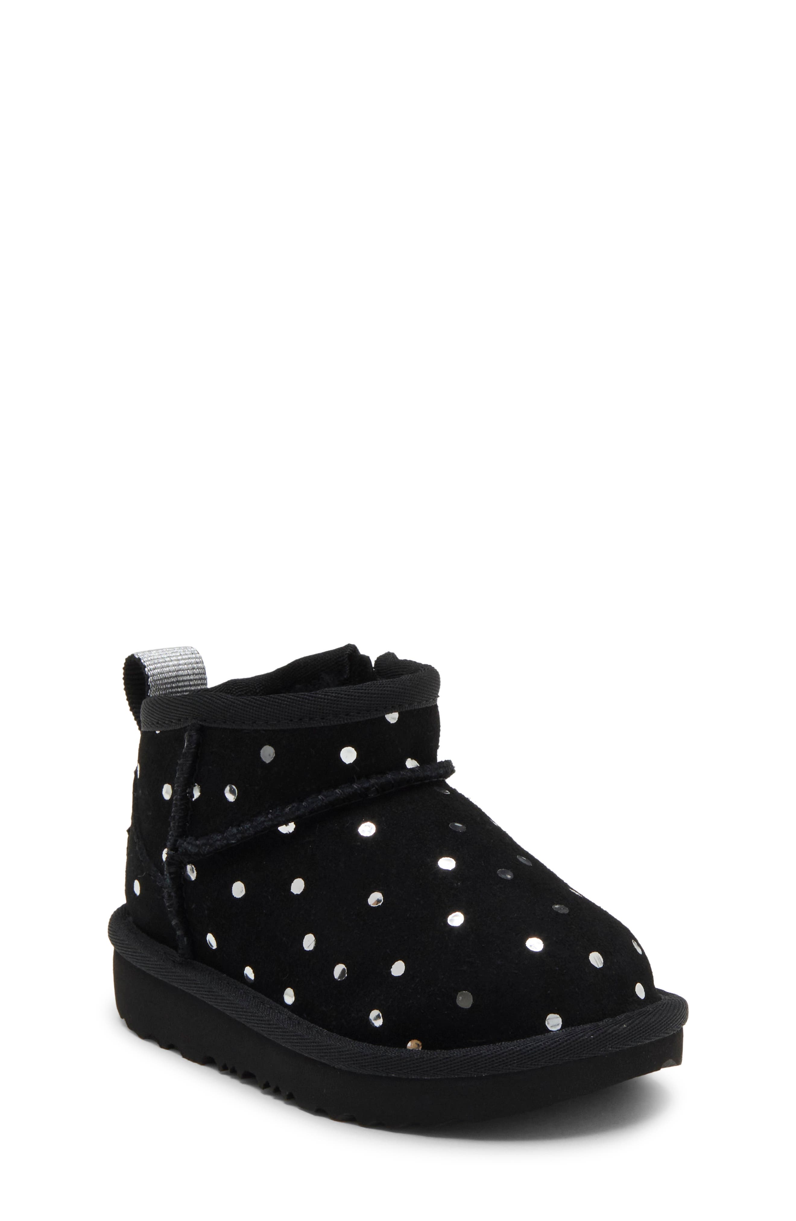 Kids' Classic Ultra Mini Shiny Dot Boot, Main, color, BLACK