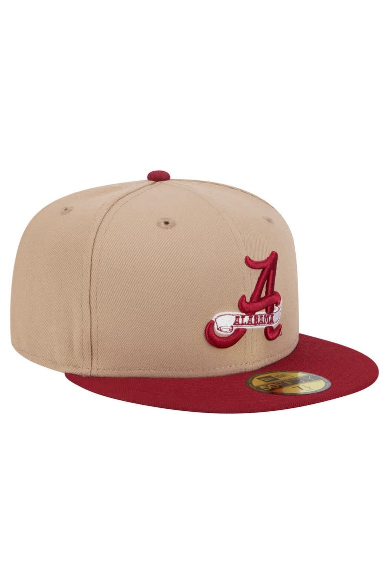 Men's New Era  Khaki Alabama Crimson Tide Two-Tone 59FIFTY Fitted Hat, Alternate, color, Khaki