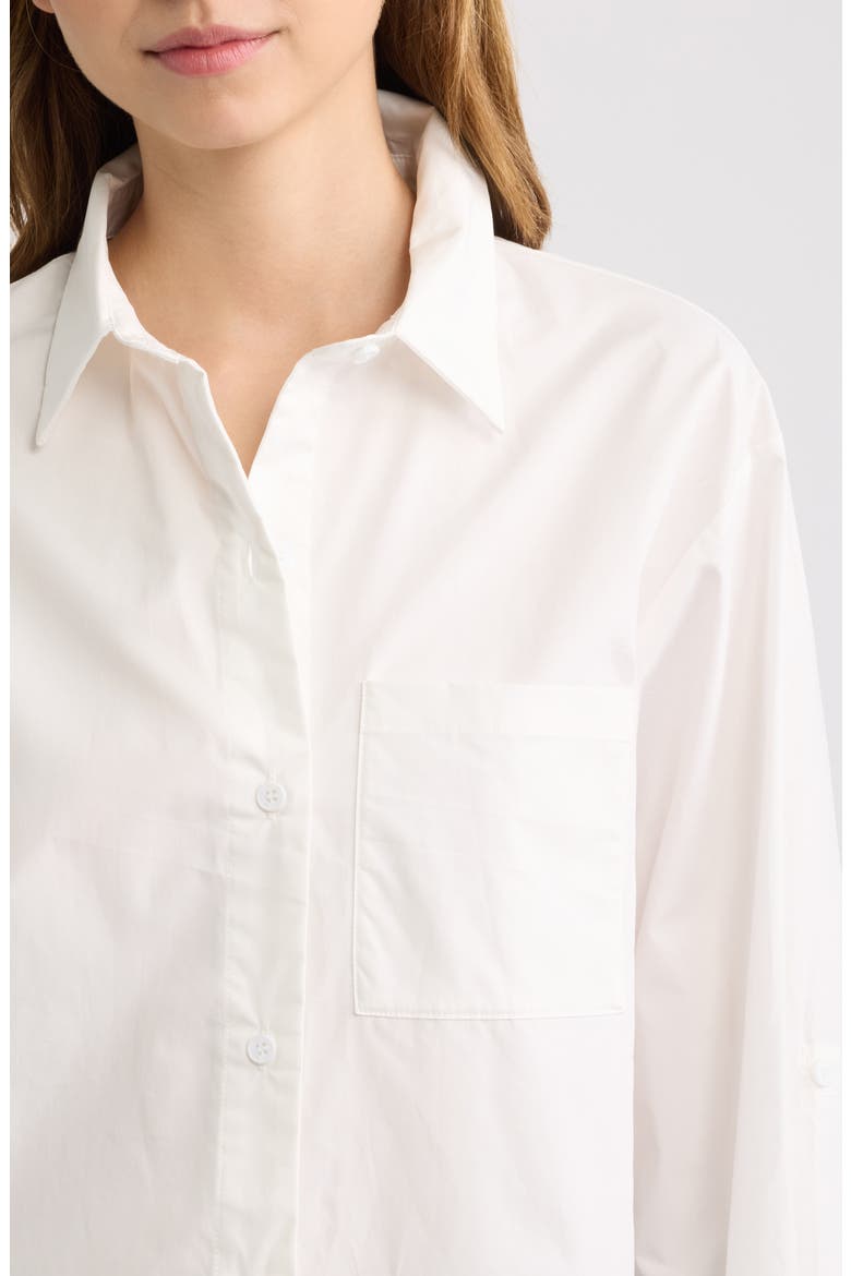 Bronagh Crop Button-Up Shirt, Alternate, color, WHITE