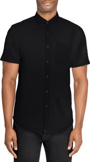 W.R.K Hudson Reworked Slim Fit Solid Short Sleeve Cotton Button-Up Shirt