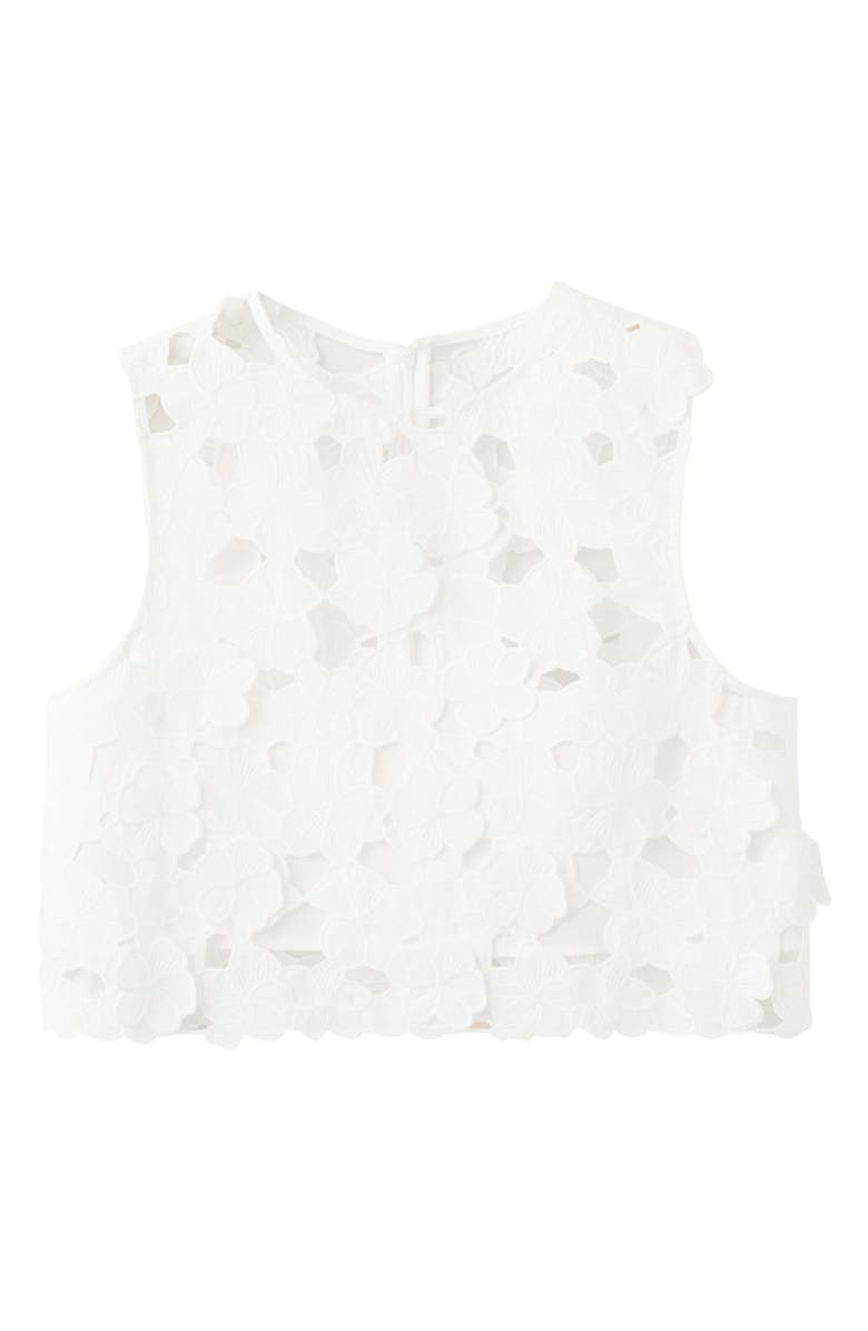 MANGO Openwork Floral Cutout Crop Top, Alternate, color,