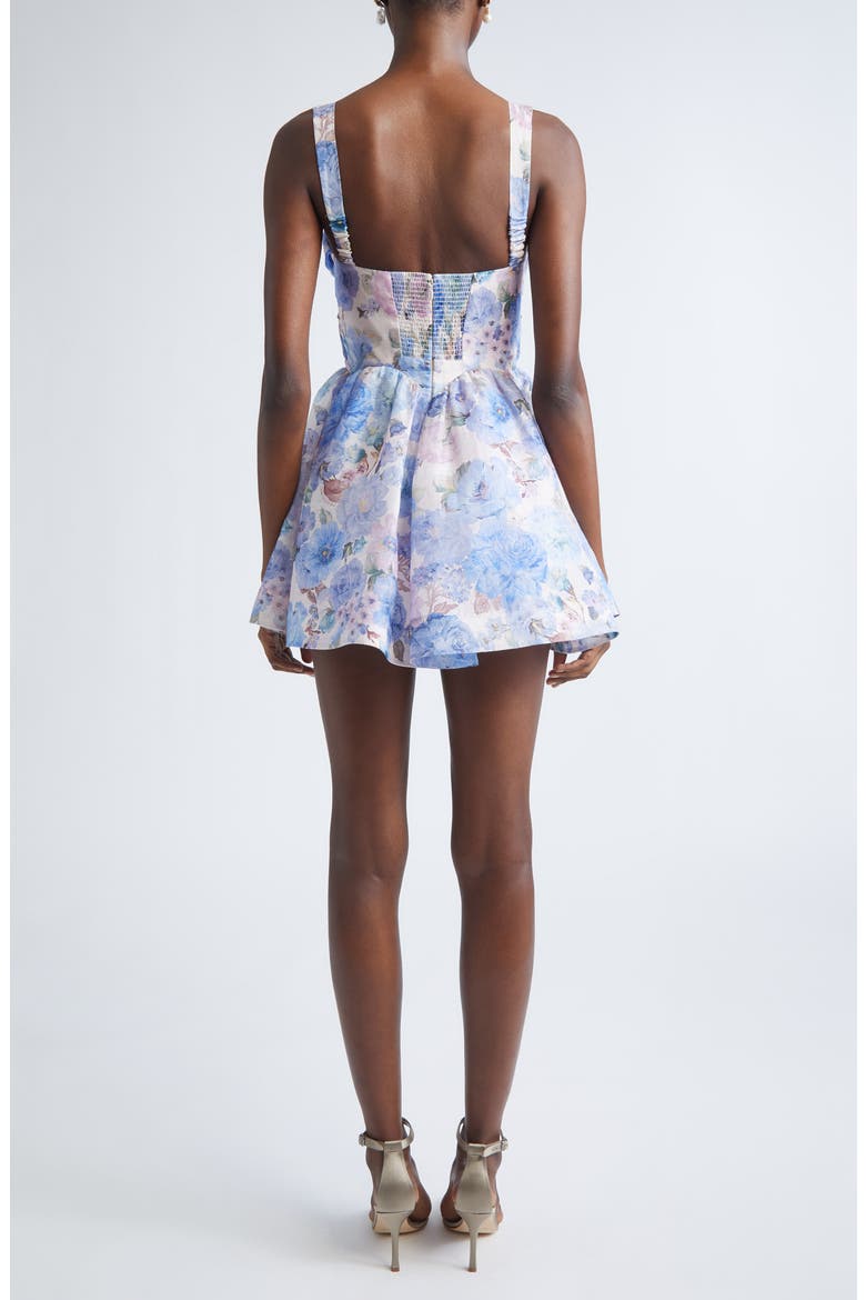 Rebellion Draped Linen & Silk Fit & Flare Minidress, Alternate, color, SKY BLOOM