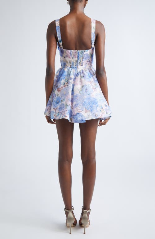 Zimmermann Rebellion Draped Linen & Silk Fit & Flare Minidress In Blue