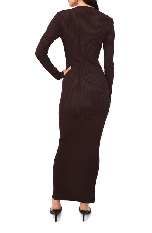 1.state Long Sleeve Rib Cardigan Dress In Brown