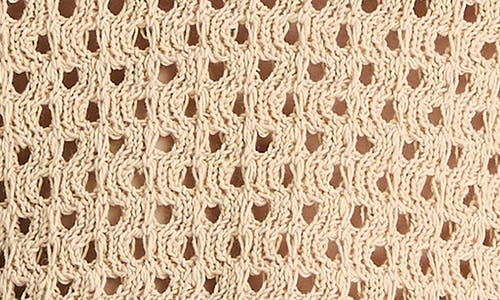 Shop Vince Open Stitch Cotton Johnny Collar Sweater In Pale Nut