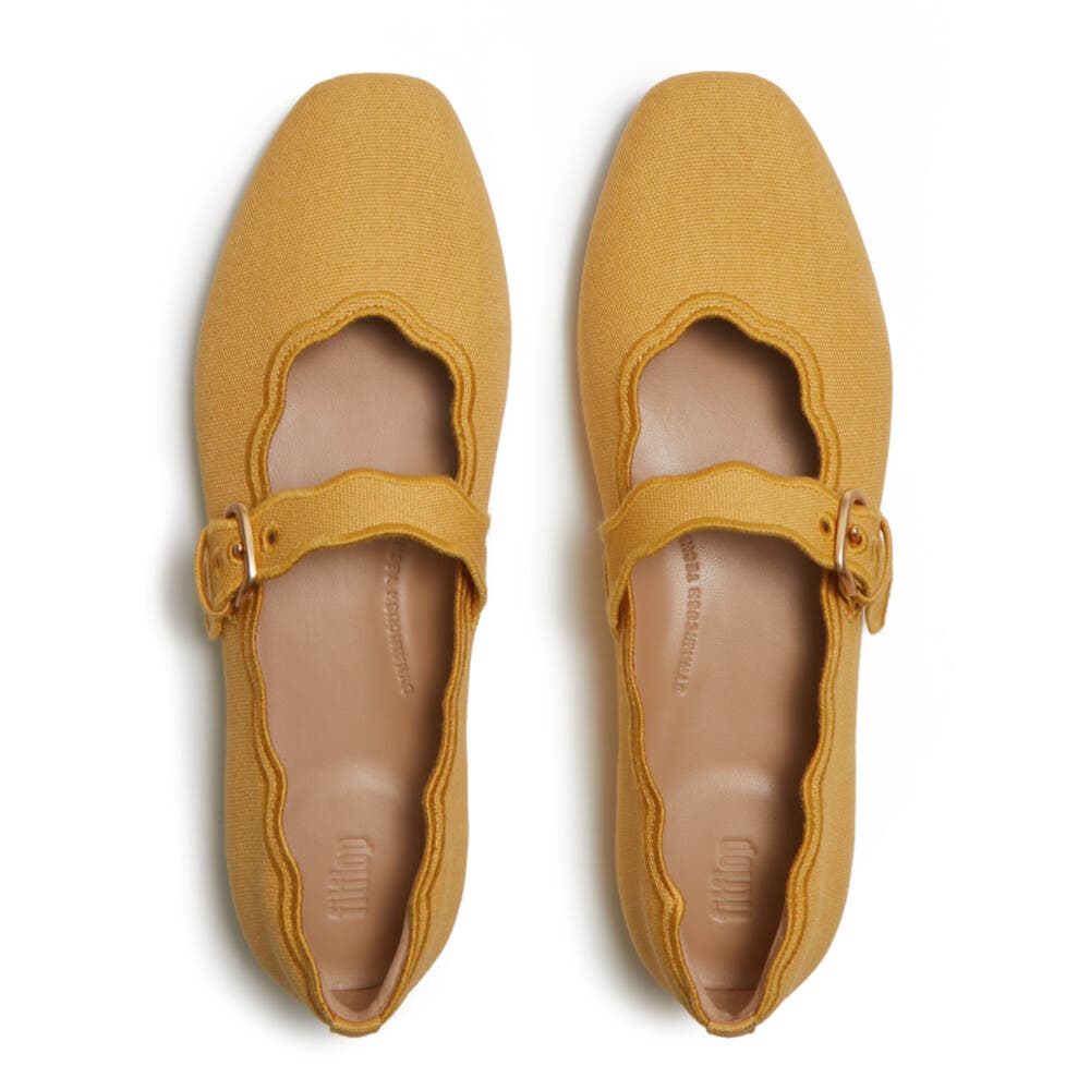 Delicato  Wave Edge Canvas Mary Janes, Alternate, color, Turmeric