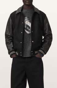 AllSaints Vanson Wool & Leather Bomber Jacket