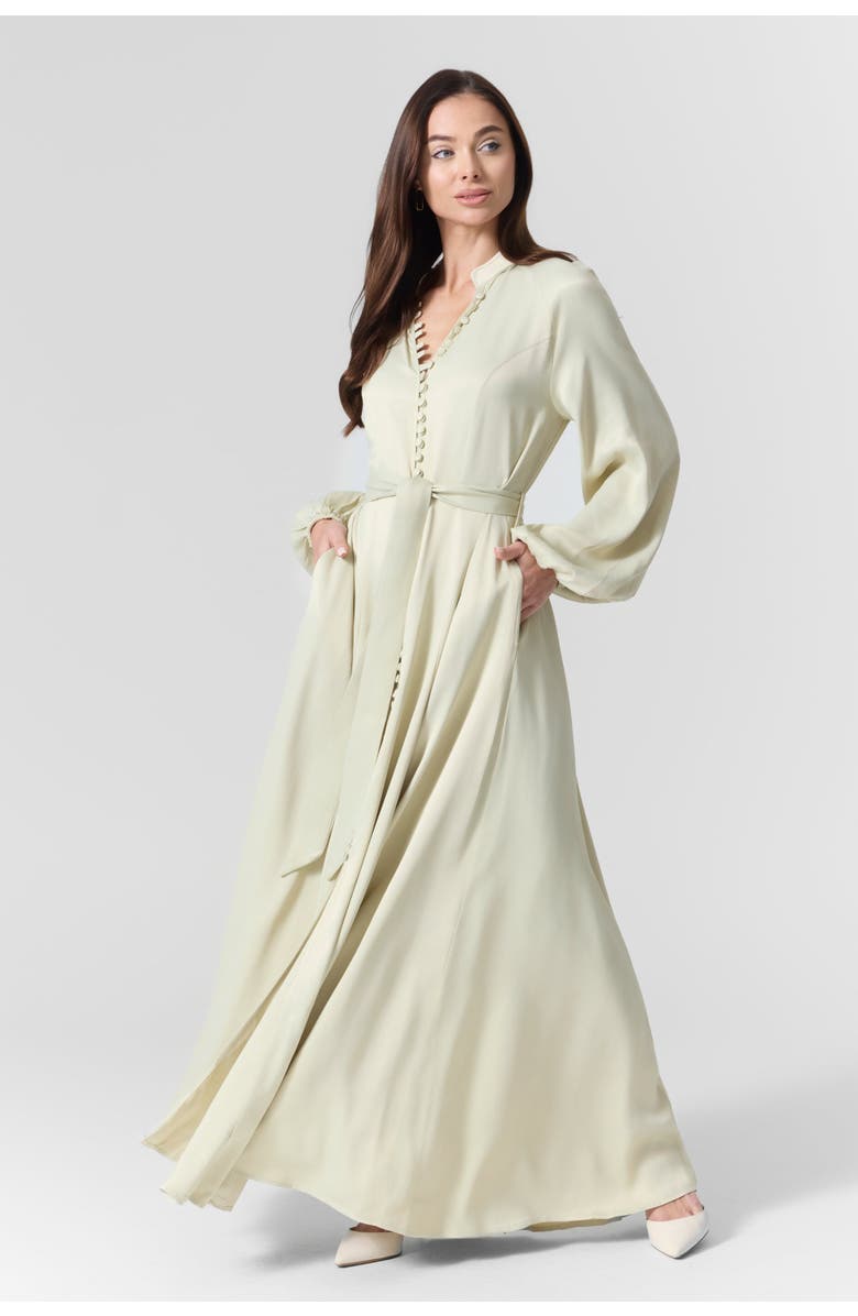 Le Fafo Silk Belted Maxi Dress, Main, color, Mint Green