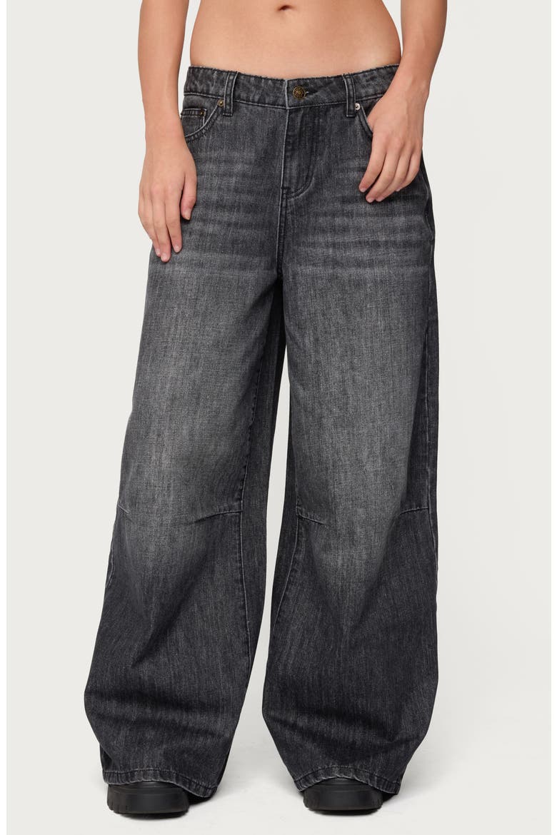 Skater Girl Washed Low Rise Wide Leg Jeans, Main, color, GRAY-WASHED
