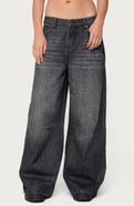 EDIKTED Skater Girl Washed Low Rise Wide Leg Jeans
