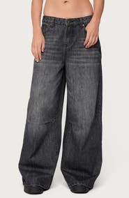 EDIKTED Skater Girl Washed Low Rise Wide Leg Jeans