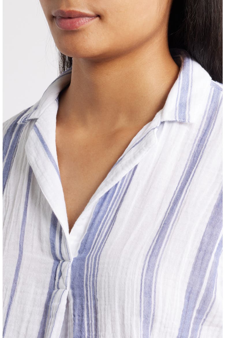 Arin Stripe Short Sleeve Cotton Shirt, Alternate, color, MOON STAR