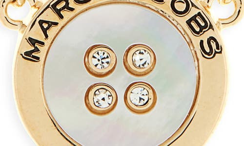 Marc Jacobs The Button Crystal Embellished Pendant Necklace In Gold/mop