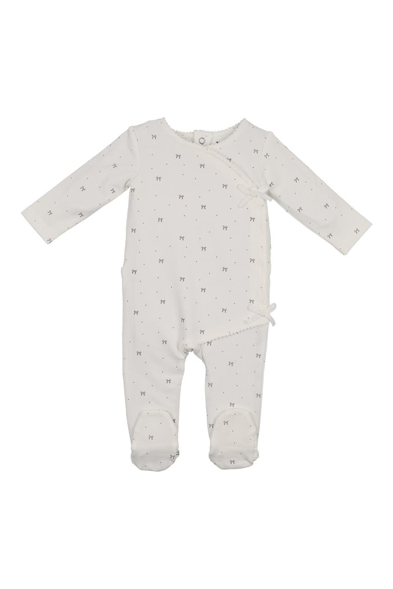 Bow Wrap Cotton Blend Footie, Main, color, OFF WHITE