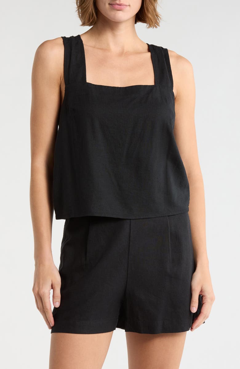 Madewell Irene Linen Blend Top, Main, color, True Black