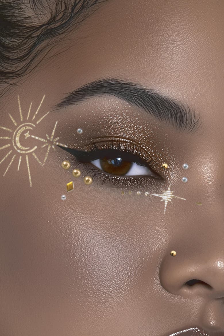 Starry Eyed Face Adornments, Alternate, color, Metallic Gold