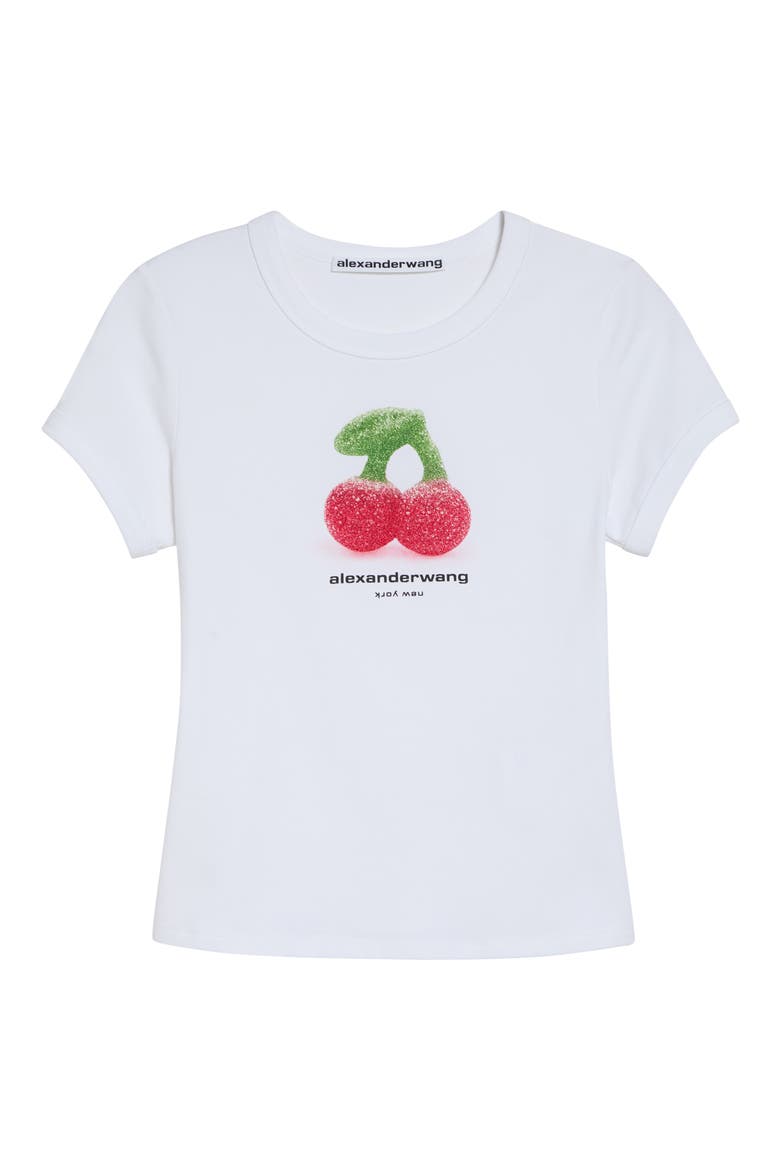 Cherry Graphic Fitted T-Shirt, Alternate, color, WHITE