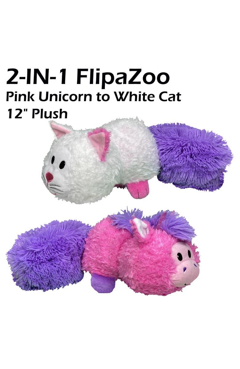 FlipaZoo Magic Tails Pink Unicorn To White Cat 2 In 1 Animal Plush, Alternate, color, Multicolored