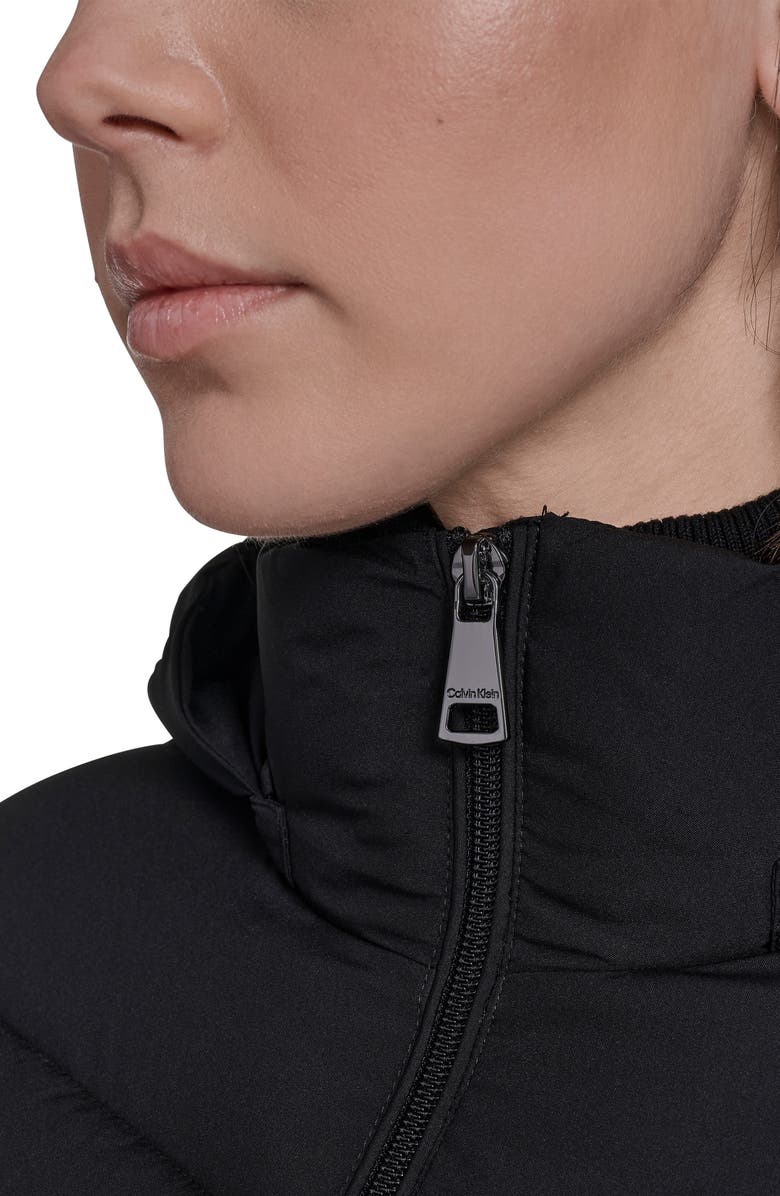 Calvin Klein Water Resistant Chevron Quilted Puffer Jacket, Alternate, color, Ebony