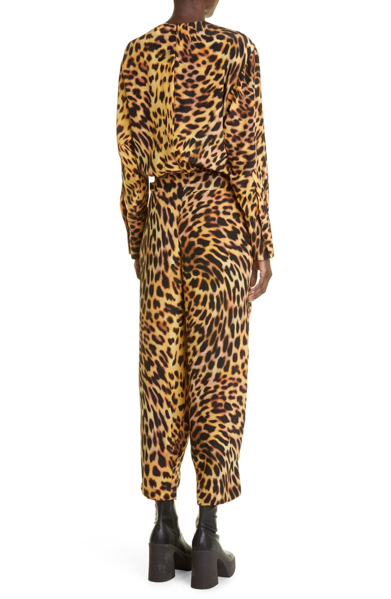 Stella McCartney Animal Print Long Sleeve Tie Waist Jumpsuit, Alternate, color, 