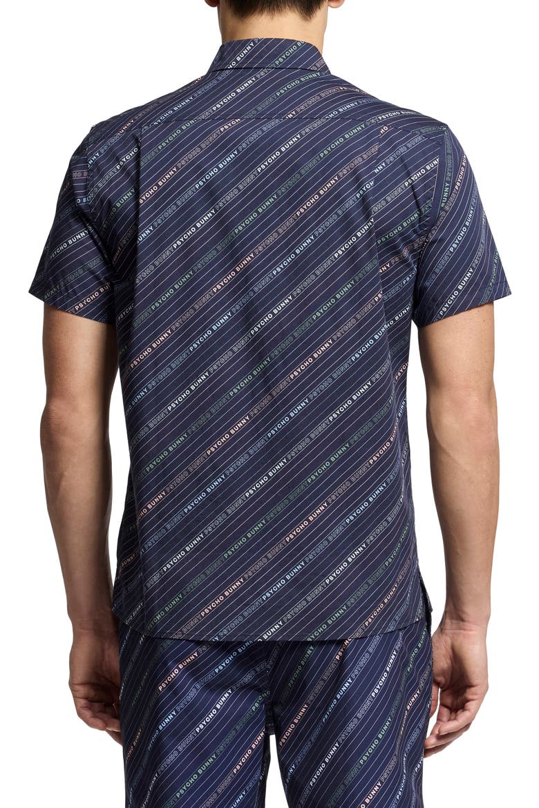 Renmark Short Sleeve Stretch Poplin Woven Button-Up Shirt, Alternate, color, EVENING BLUE