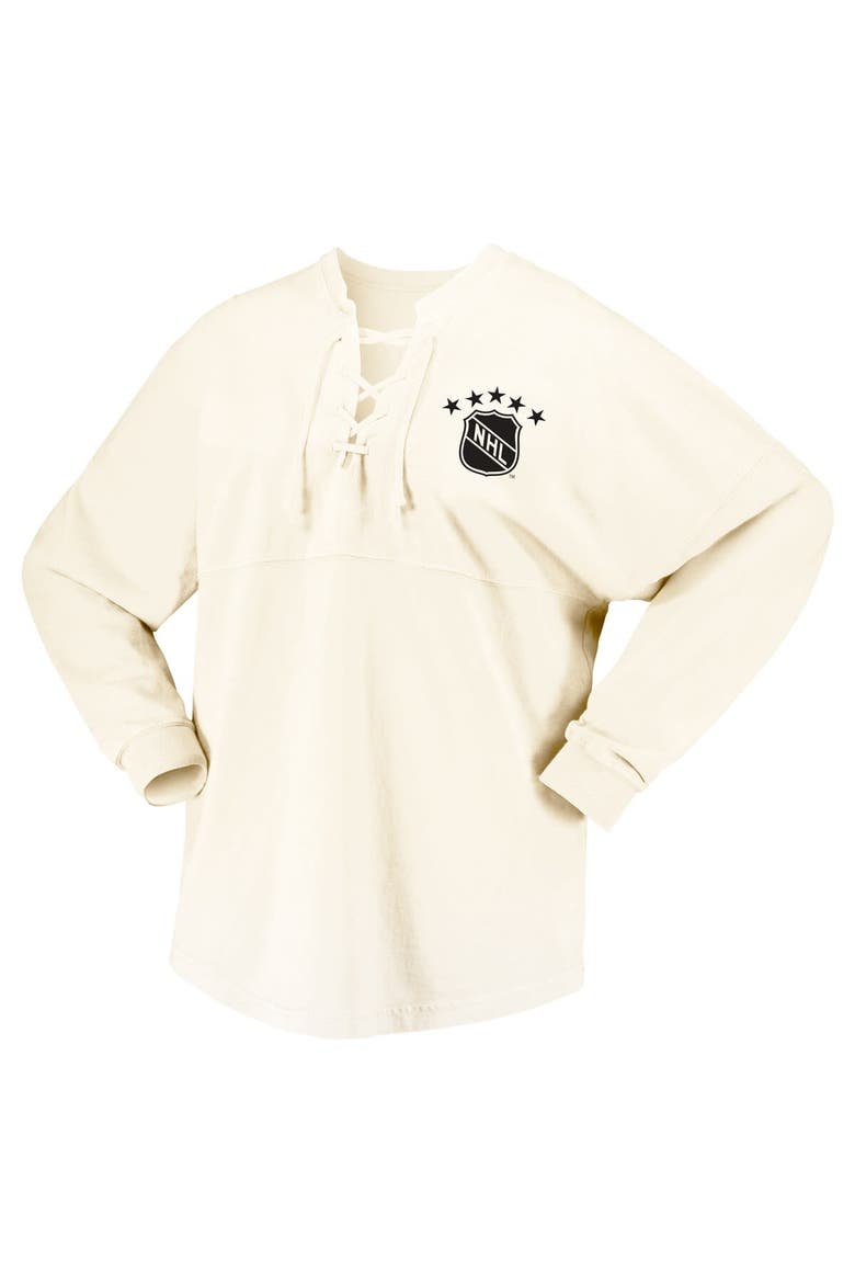 Women's Fanatics Branded Cream NHL Original Six Lace-Up Spirit Jersey Long Sleeve T-Shirt, Alternate, color, Cream