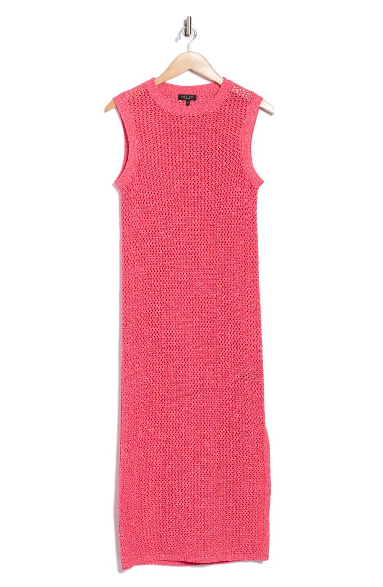 rag & bone Carter Open Knit Tank Dress, Main, color, Fuchsia