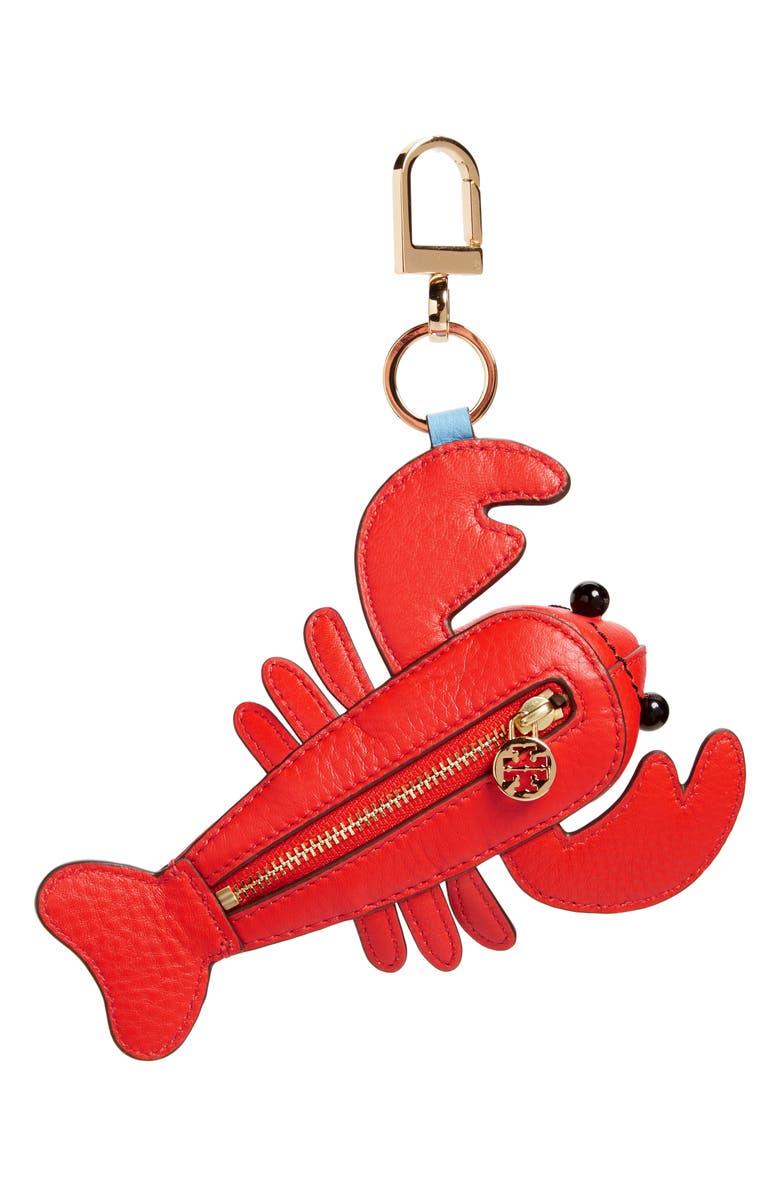 Tory Burch Larry Lobster Leather Bag Charm, Main, color,